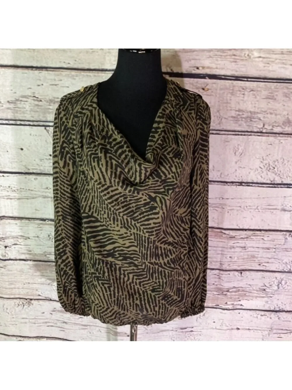 TORY Burch 100% Silk Printed Long Sleeve Blouse